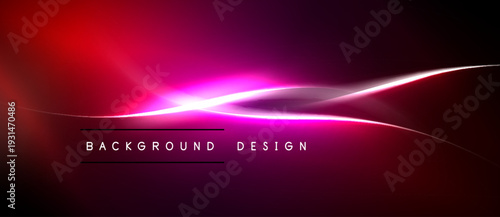 Abstract background features vibrant pink, red gradients. Smooth curves create dynamic light effect. Minimalist text reads background design.