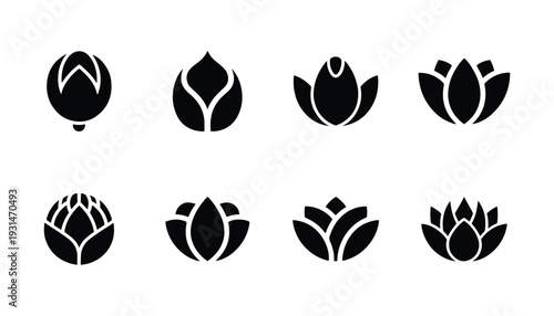 Black lotus flower logo icon designs