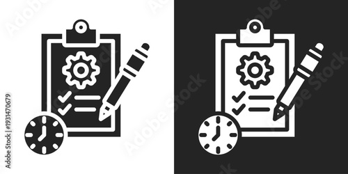 Planning Icon In Black And White Glyph Style