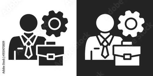 Employment Icon In Black And White Glyph Style