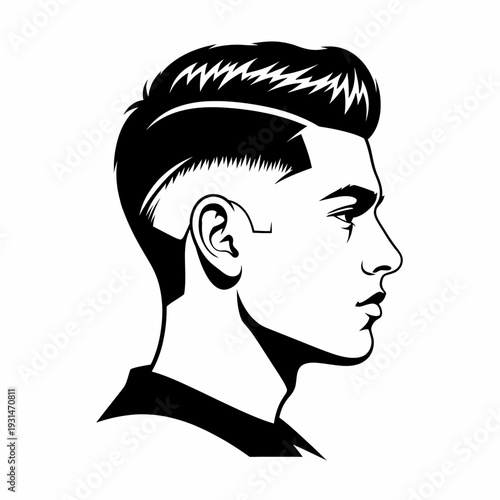 Man with Modern Undercut Haircut Illustration.