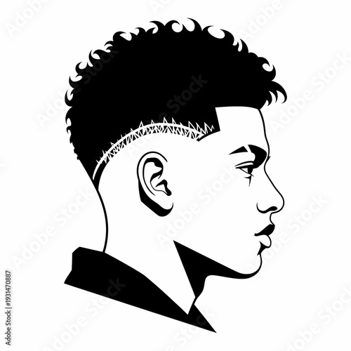 Young Man with Faded Haircut Profile.