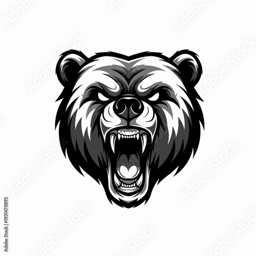 Angry Bear Head Illustration Graphic Design.