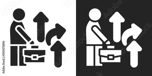 Following Icon In Black And White Glyph Style