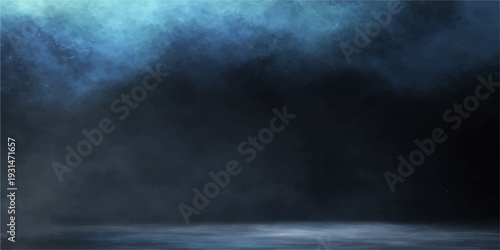 A dramatic time lapse of dark stormy clouds moving across a blue nature backdrop with textures of fog and smoke over a moonlit night ocean