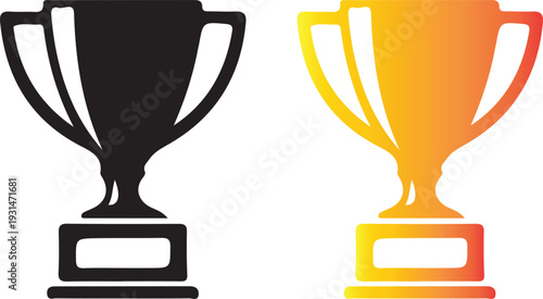 Two trophy cup icons in black and gold colors
