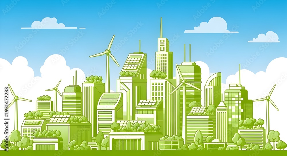 Fototapeta premium Ciudad verde de Shanghai, China. Concepto de medio ambiente y ecología. Ilustración vectorial.