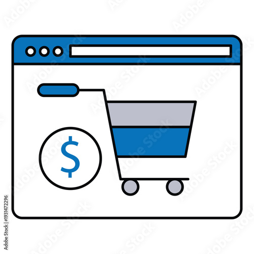 Digital E Commerce Shopping Cart Business Vector Icon