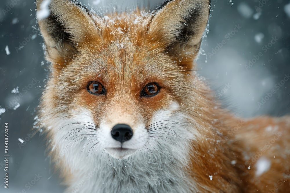 Fototapeta premium Stunning red fox portrait in deep snow