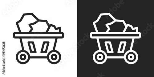 Coal Icon In Black And White Line Style