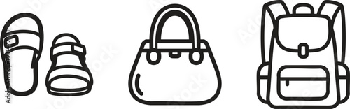 Fashion Accessories and Bag Line Icon Set