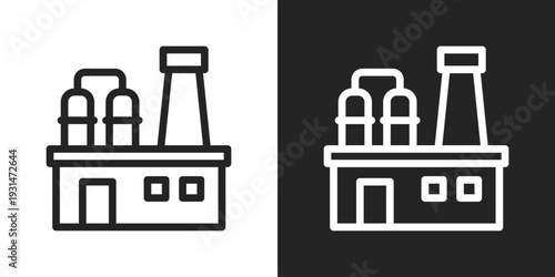 Refinery Icon In Black And White Line Style