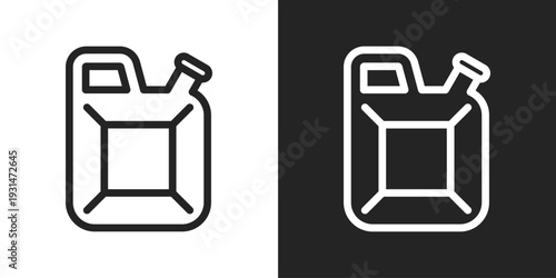 Jerrycan Icon In Black And White Line Style