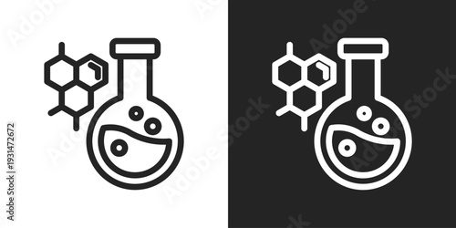 Chemistry Icon In Black And White Line Style