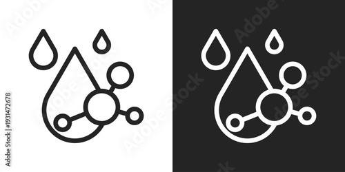 Molecules Icon In Black And White Line Style