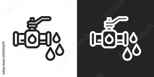 Oil Valve Icon In Black And White Line Style