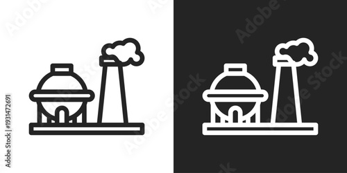 Natural Gas Icon In Black And White Line Style