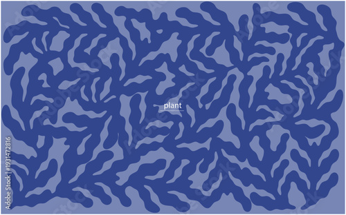 ネイビーとブルーの有機的な抽象模様 サンゴや海藻を想起させる自然モチーフの背景素材 Webデザインやテキスタイル用ベクターイラスト