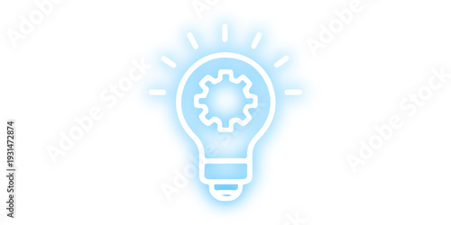 A glowing blue light bulb icon serves as a bright symbol of creative innovation and a glass lamp solution for a high-tech energy idea