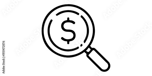 Black and white vector illustration of an abstract metal plate background featuring a 3d magnifying glass icon as a web search symbol for a business internet find tool