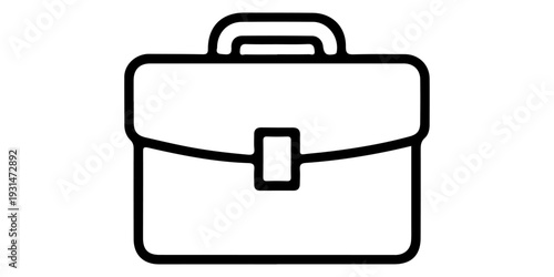 Isolated black vector briefcase icon featuring a leather business suitcase and travel luggage symbol with a handle and lock for portfolio or job equipment
