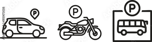 Delivery Transport and Service Line Icon Set