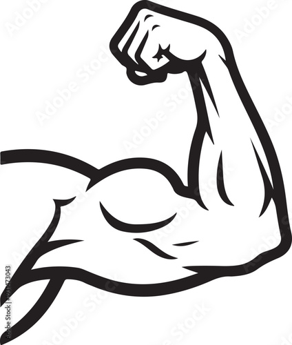 Strong Bicep Muscle Flexing Arm Vector Illustration Isolated on White Background