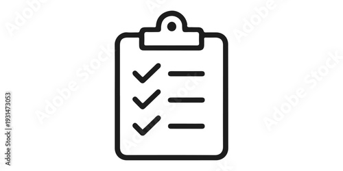 Vector illustration of a blank paper on a black office clipboard isolated as a business document icon for checklist and web design