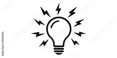A creative vector illustration of a bright lightbulb icon symbolizing a business idea, innovation, and electric energy through a hand-drawn lamp design representing inspiration and thinking