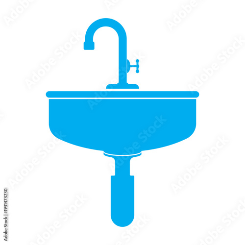 vector icon of a bathroom washbasin with a faucet