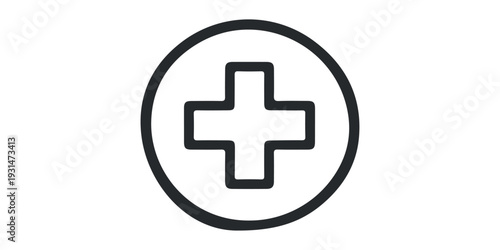 Vector icon of a medical cross button symbol for first aid emergency health services in a hospital pharmacy or ambulance web illustration