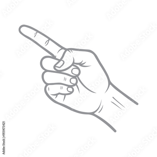 vector illustration of a hand gesturing with the index finger pointing to the upper left