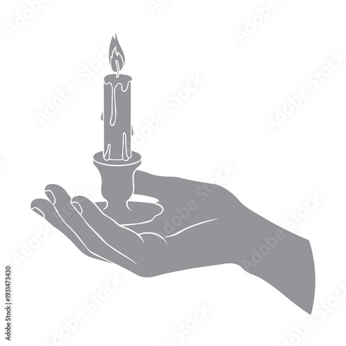 a silhouette of a hand holding a lit candle, usually used as a symbol of hope, faith, prayer, or remembrance