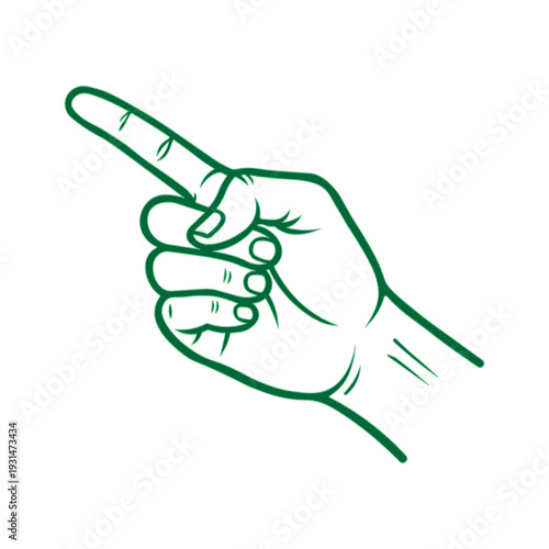 vector illustration of a hand gesturing with the index finger pointing to the upper left