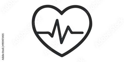 Red heart and heartbeat symbol on a medical ecg cardiogram graph vector illustration representing life cardiology and healthy pulse care for healthcare monitor icons