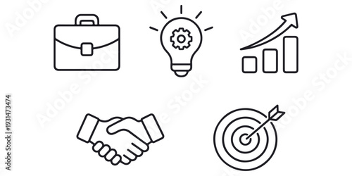 Black hand drawn business and web service vector set of computer icons and arrow signs for internet search and home house design concepts