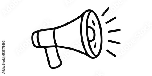 Red and white 3d vector illustration of a megaphone loudspeaker icon for public announcement of news and audio messages using a bullhorn volume amplifier for loud speech communication