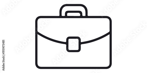 A 3d vector illustration of a black briefcase and suitcase icon isolated on white, featuring a business luggage design with a handle and lock symbol for travel, job portfolio, or web button use