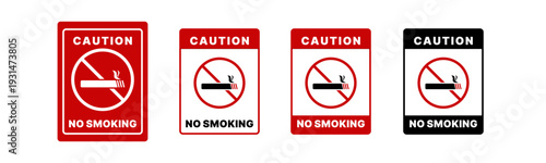 Bold prohibition sign forbidding smoking. Professional graphic for building management, compliance posters, and health awareness campaigns. Clear typography