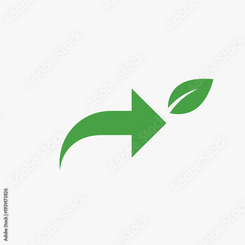 Green arrow pointing to a leaf symbolizing growth and sustainability.
