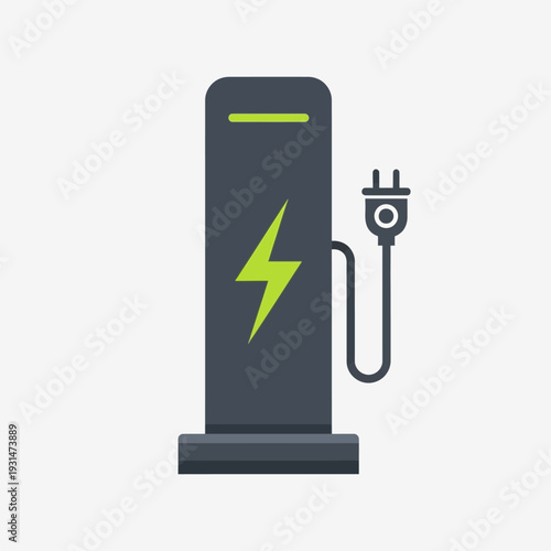 Electric Vehicle Charging Station Icon Illustration.