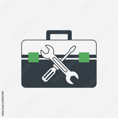 Toolbox with Wrenches and Spanners Icon.