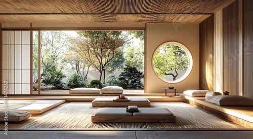 Tatami and wood Japanese style decor picture