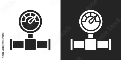 Pressure Gauge Icon In Black And White Glyph Style