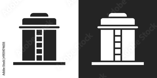 Storage Tank Icon In Black And White Glyph Style