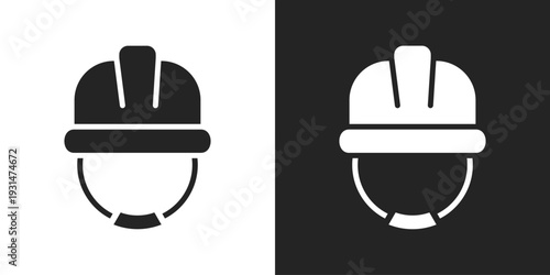 Helmet Icon In Black And White Glyph Style