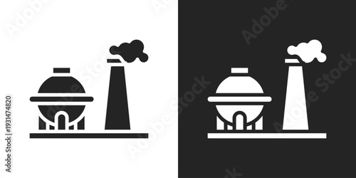 Natural Gas Icon In Black And White Glyph Style