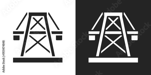 Power Line Icon In Black And White Glyph Style