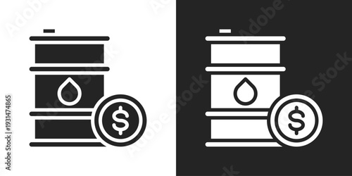 Oil Price Icon In Black And White Glyph Style
