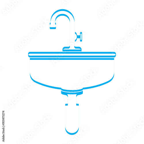 vector icon of a bathroom washbasin with a faucet